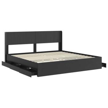 Bettgestell mit Stauraum und Kopfteil Schwarz 200 x 200 cm