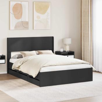 ARDEBO.de - Bettgestell mit Stauraum und Kopfteil Schwarz 140 x 200 cm