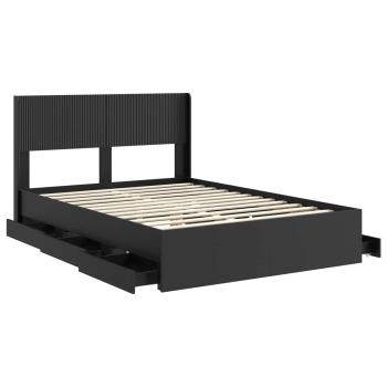 Bettgestell mit Stauraum und Kopfteil Schwarz 140 x 200 cm
