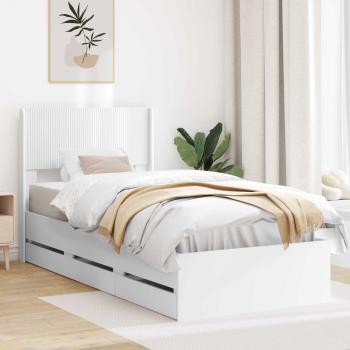 ARDEBO.de - Bettgestell mit Stauraum und Kopfteil Weiß 90 x 200 cm