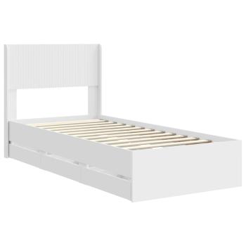 Bettgestell mit Stauraum und Kopfteil Weiß 90 x 200 cm