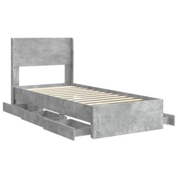 Bettgestell mit Stauraum und Kopfteil Betongrau 90 x 190 cm