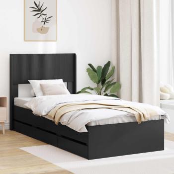ARDEBO.de - Bettgestell mit Stauraum und Kopfteil Schwarz 75 x 190 cm