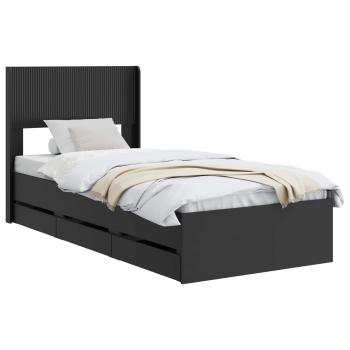 Bettgestell mit Stauraum und Kopfteil Schwarz 75 x 190 cm