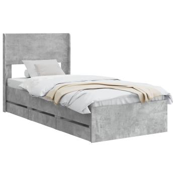 Bettgestell mit Stauraum und Kopfteil Betongrau 75 x 190 cm