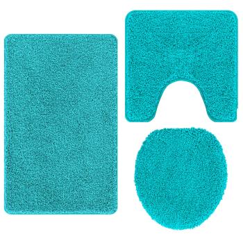Anti-Rutsch Badematten-Set 3 stk. Türkis 50 x 80 cm PP