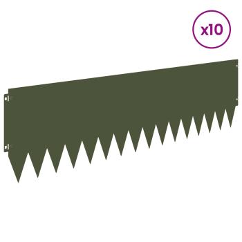 Rasenkante 10 stk. 103 x 30 cm Stahl Olivgrün