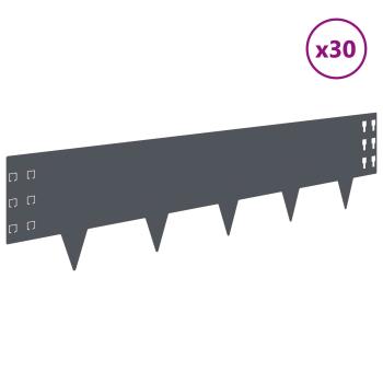 Raseneinfassung 30 stk. 100 x 25 cm Stahl Anthrazit