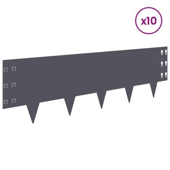 Raseneinfassung 10 stk. 100 x 30 cm Stahl Anthrazit