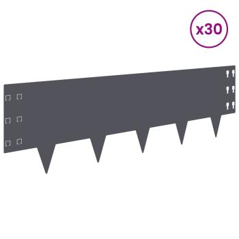 Raseneinfassung 30 stk. 100 x 30 cm Stahl Anthrazit