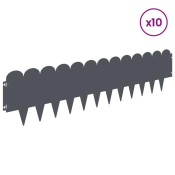 Raseneinfassung 10 stk. 103 x 25 cm Stahl Anthrazit