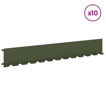 Raseneinfassung 10 stk. 102 x 15 x 4 cm Stahl Olivgrün
