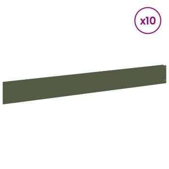 Raseneinfassung 10 Stk. 100 x 12 cm Stahl Olivgrün