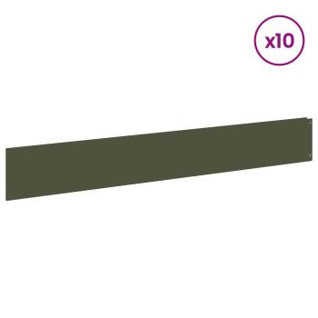 Rasenkante 10 stk. 100 x 15 cm Stahl Olivgrün