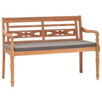 ARDEBO.de - Batavia-Bank mit Dunkelgrauem Kissen 120 cm Teak Massivholz