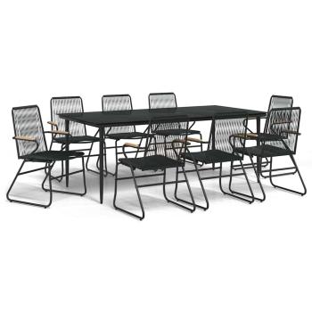9-tlg. Garten-Essgruppe Schwarz PVC Rattan