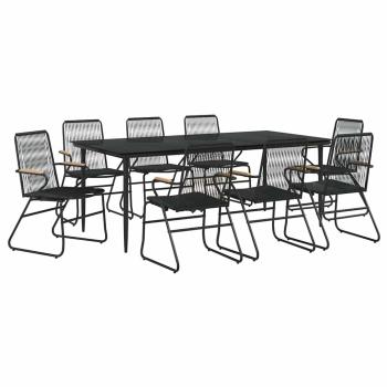 9-tlg. Garten-Essgruppe Schwarz PVC Rattan