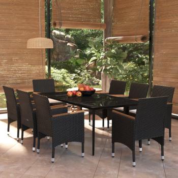 ARDEBO.de - 9-tlg. Garten-Essgruppe mit Kissen Schwarz