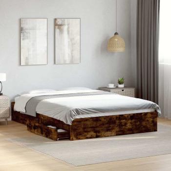 ARDEBO.de - Bettgestell mit Schubladen Räuchereiche 120x200cm Holzwerkstoff