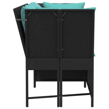 Gartensofa mit Kissen Schwarz Poly Rattan