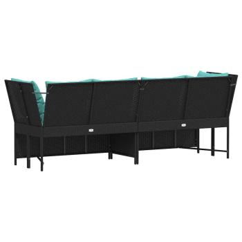 Gartensofa mit Kissen Schwarz Poly Rattan