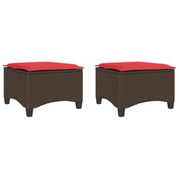 Gartenhocker mit Kissen 2 Stk. Braun 55x55x36 cm Poly Rattan
