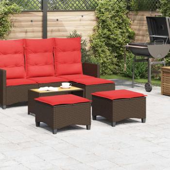 Gartenhocker mit Kissen 2 Stk. Braun 55x55x36 cm Poly Rattan