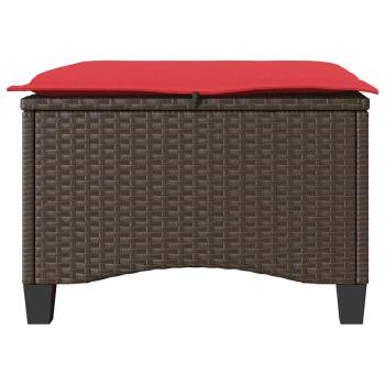 Gartenhocker mit Kissen 2 Stk. Braun 55x55x36 cm Poly Rattan