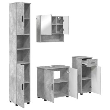 Badezimmermöbel-Set 4 stk. Beton Grau 61 x 35 x 64 cm