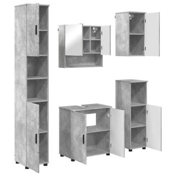 Badezimmermöbel-Set 5 stk. Beton Grau 61 x 35 x 64 cm