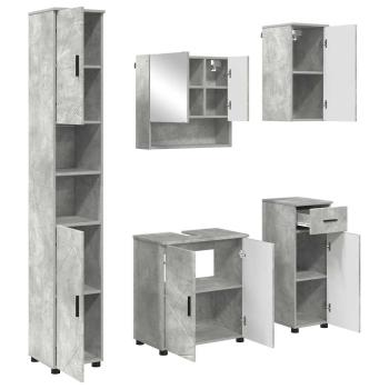 Badezimmermöbel-Set 5 stk. Beton Grau 61 x 35 x 64 cm