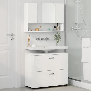 Badezimmermöbel-Set 2 stk. Weiß 76,5 x 35 x 64 cm