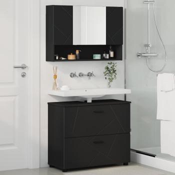 Badezimmermöbel-Set 2 stk. Schwarz 76,5 x 35 x 64 cm