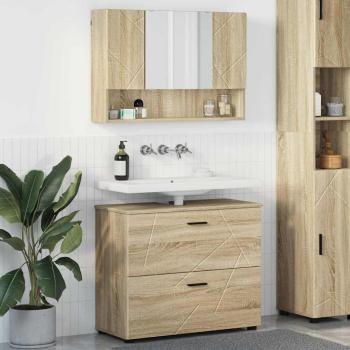 ARDEBO.de - Badezimmermöbel-Set 2 stk. Sonoma-Eiche 76,5 x 35 x 64 cm