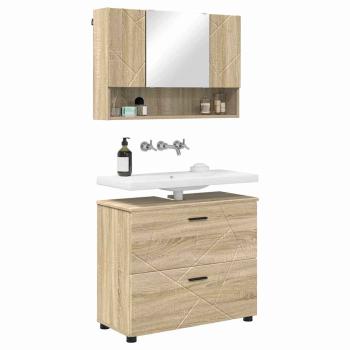 Badezimmermöbel-Set 2 stk. Sonoma-Eiche 76,5 x 35 x 64 cm