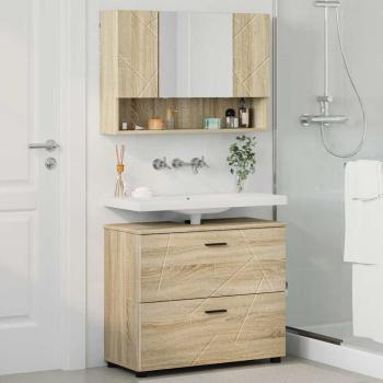 Badezimmermöbel-Set 2 stk. Sonoma-Eiche 76,5 x 35 x 64 cm