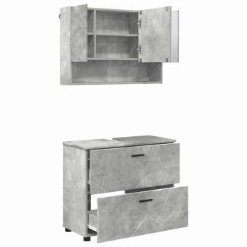 Badezimmermöbel-Set 2 stk. Beton Grau 76,5 x 35 x 64 cm