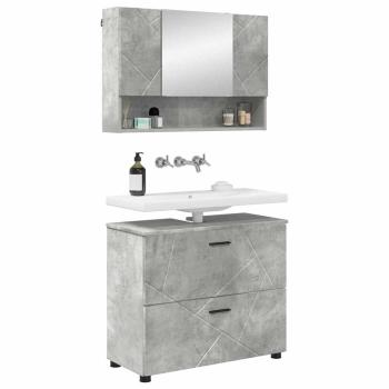 Badezimmermöbel-Set 2 stk. Beton Grau 76,5 x 35 x 64 cm