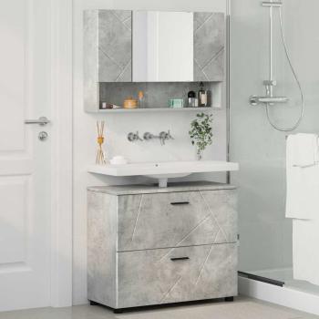 Badezimmermöbel-Set 2 stk. Beton Grau 76,5 x 35 x 64 cm