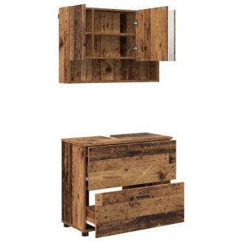Badezimmermöbel-Set 2 stk. Altholz 76,5 x 35 x 64 cm