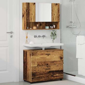 Badezimmermöbel-Set 2 stk. Altholz 76,5 x 35 x 64 cm