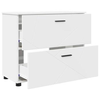 Badezimmermöbel-Set 3 Stk. Weiß Sperrholz und Metall