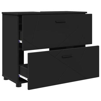 Badezimmermöbel-Set 3 stk. Schwarz 76,5 x 35 x 64 cm