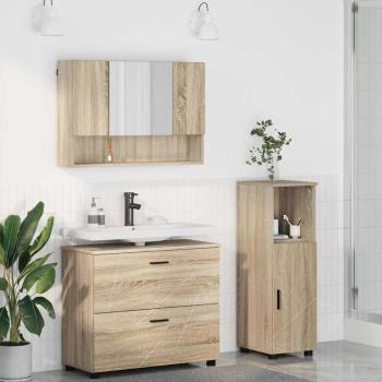 ARDEBO.de - Badezimmermöbel-Set 3 stk. Sonoma-Eiche 76,5 x 35 x 64 cm