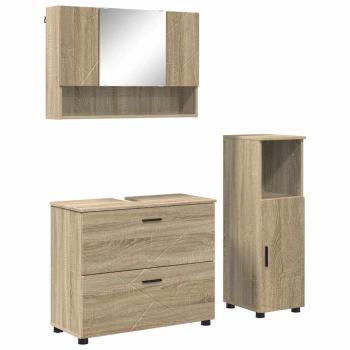 Badezimmermöbel-Set 3 stk. Sonoma-Eiche 76,5 x 35 x 64 cm