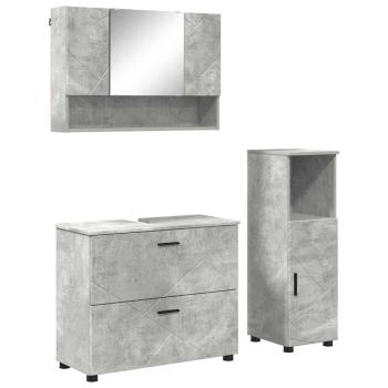 Badezimmermöbel-Set 3 stk. Beton Grau 76,5 x 35 x 64 cm