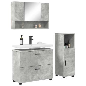 Badezimmermöbel-Set 3 stk. Beton Grau 76,5 x 35 x 64 cm