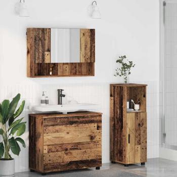 ARDEBO.de - Badezimmermöbel-Set 3 stk. Altholz 76,5 x 35 x 64 cm