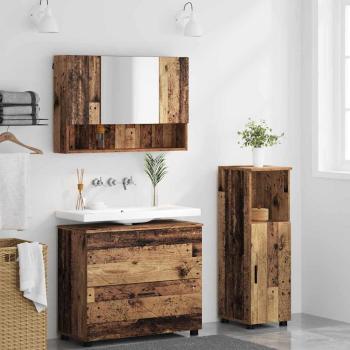 Badezimmermöbel-Set 3 stk. Altholz 76,5 x 35 x 64 cm