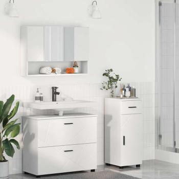 ARDEBO.de - Badezimmermöbel-Set 3 Stk. Weiß Sperrholz und Metall